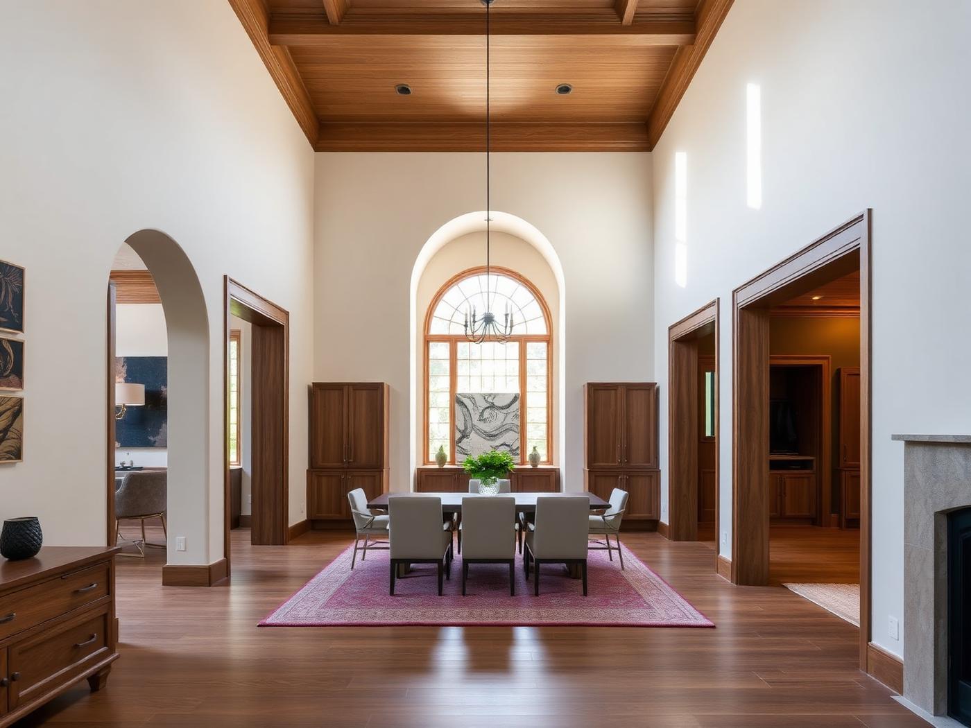 Warm oak millwork and plaster interior of a high-end home remodel